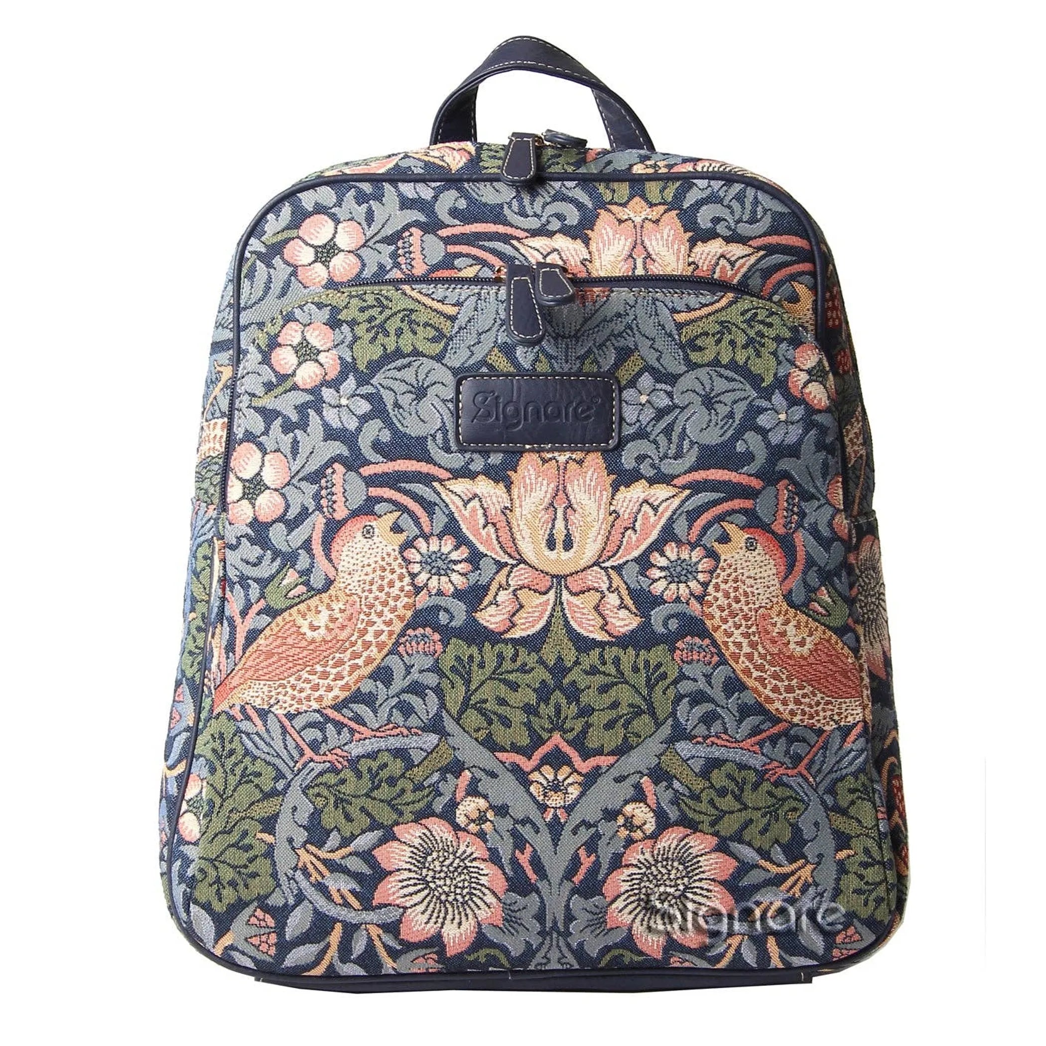 BKPK-STBL  William Morris Strawberry Thief Blue Backpack