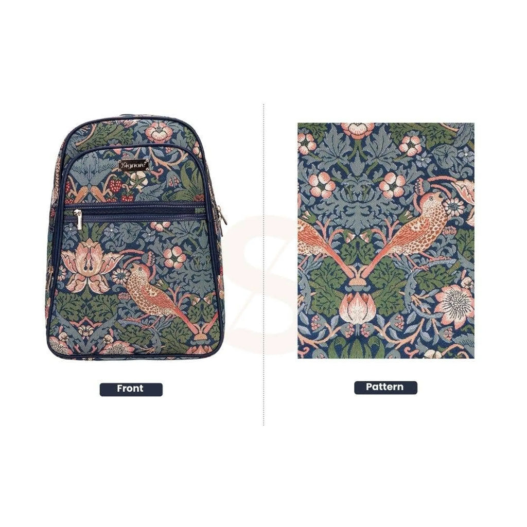 BKPK-STBL  William Morris Strawberry Thief Blue Backpack