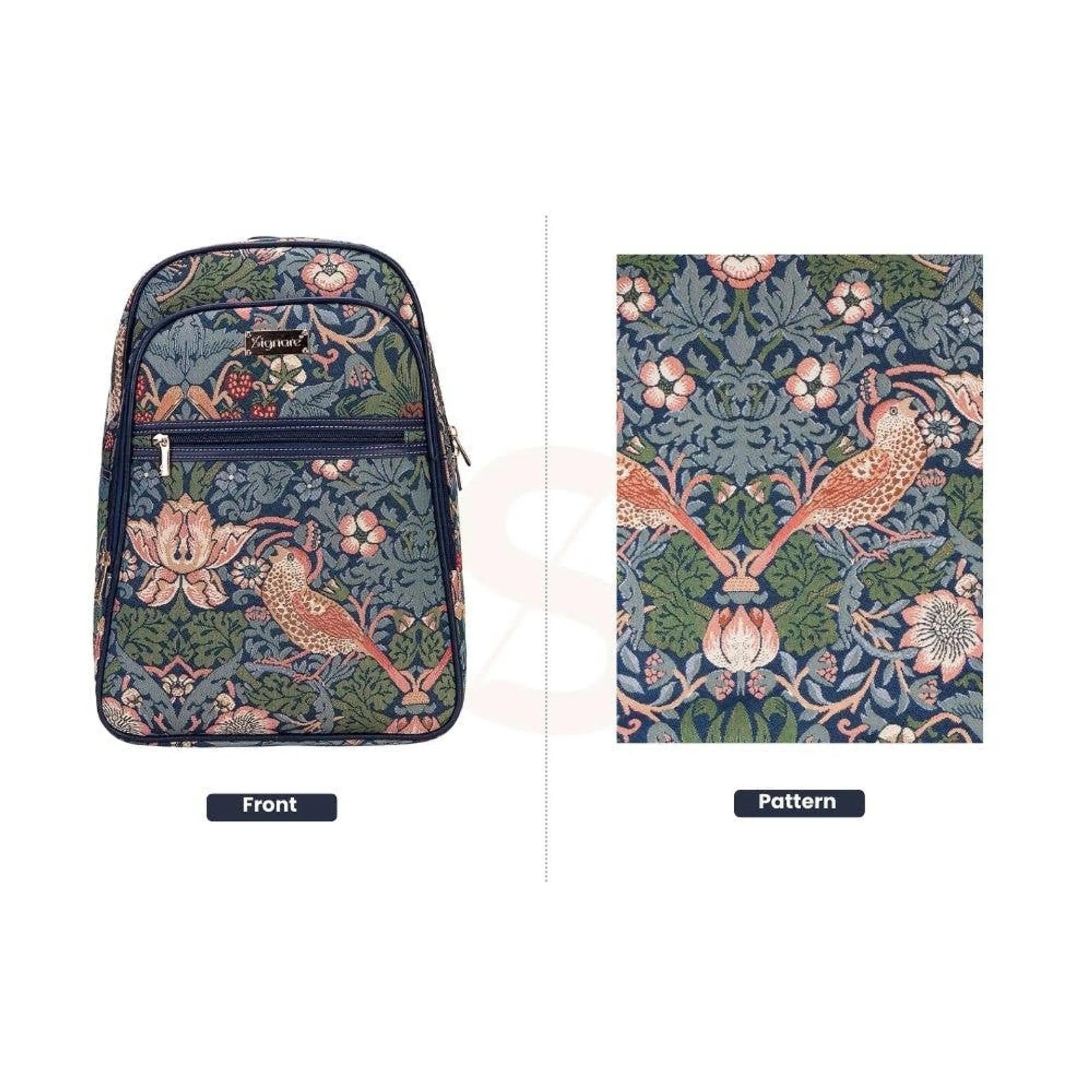 BKPK-STBL  William Morris Strawberry Thief Blue Backpack