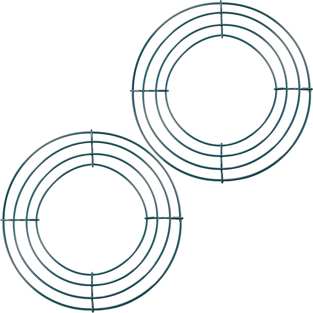 2 Pack Wreath Wire Frame Metal Wire Wreath Base Making Rings round Forms for Hanger Flower Wedding Spring Decoration Door DIY Craft Supplies