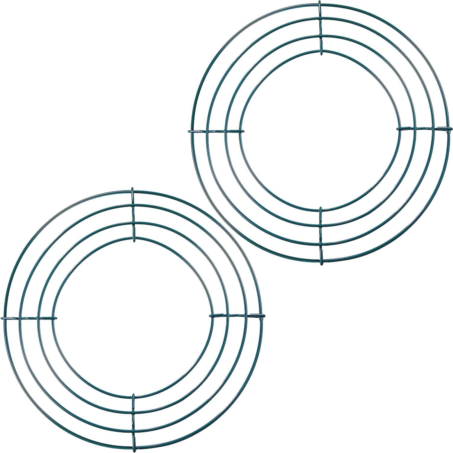 2 Pack Wreath Wire Frame Metal Wire Wreath Base Making Rings round Forms for Hanger Flower Wedding Spring Decoration Door DIY Craft Supplies